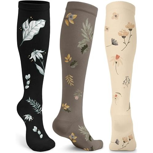 ACTINPUT Compression Socks for Women&Men 15-20mmHg Medical Knee High Support for Seniors,Pregnancy,Flight,Nurse&Circulation