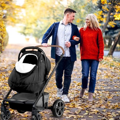 Winter Car Seat Covers for Babies, Carseat Cover Boys, Cozy & Warm Cover, Infant Car Seat Canopy Water Resistant, Universal Cold Weather Shield, Black