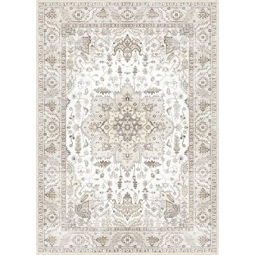 Area Rug 5x7, Machine Washable Rugs for Bedroom, Large Non Slip Persian Rug for Bedroom Living Room Kitchen Entryway Bathroom Office Carpet Brown…