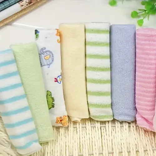 8pcs Baby Soft Cotton Towels, Infant Bath Washcloths, Kids Bathing Feeding Baby Wipes Cloths