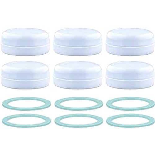Maymom Solid Lids Aka Travel Caps w/Sealing Ring Compatible with Avent Bottle; Cap Replace Avent Natural Bottle Screw Ring n Sealing Disc; Fit Avent Anti-colic Polypropylene, Glass Bottle, Avent PP