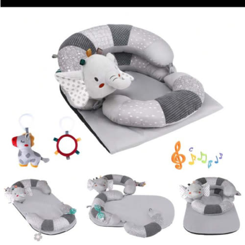 Sit Me Up Floor Seat With Detachable Support Pillow For Infant, 3-In-1 Tummy Time Mat And Baby Lounger To Prevent Reflux, Portable Playmat For Newborn Boys And Girls