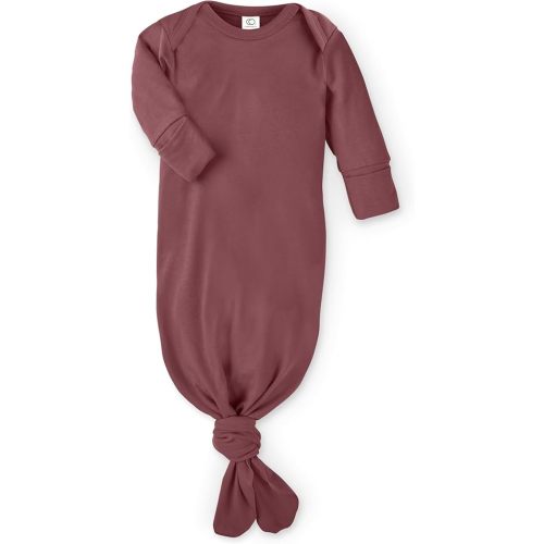 Colored Organics Baby 100% Organic Cotton Newborn Knotted Gown - Infant Indy Kimono Wrap Front Tie Knot with Mitten Cuffs