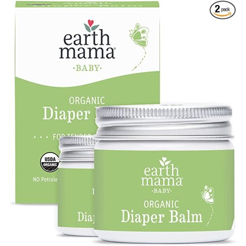 Earth Mama Organic Diaper Balm Multipurpose Baby Ointment | EWG Verified, Petroleum & Fragrance Free with Calendula for Sensitive Skin, 2-Fluid Ounce (2-Pack) - 2 Fl Oz (Pack of 2)