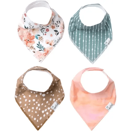 Copper Pearl 4 Pack Soft Cotton Baby Bibs for Drooling and Teething, Absorbent Drool Bibs for Baby Girl and Boy, Adjustable to Fit Newborns to Toddlers, Tons of Styles (Autumn)