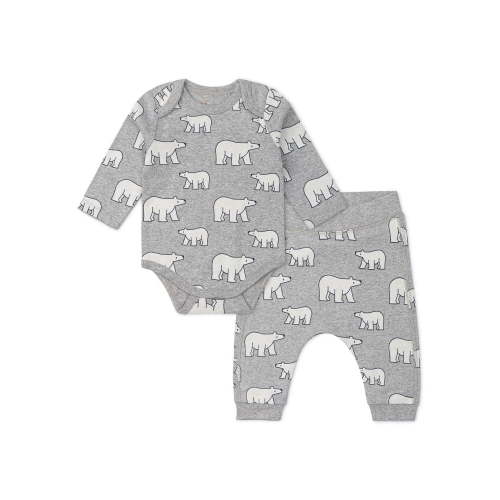 M+A by Monica + Andy Organic Cotton Baby Gender Neutral First Moves Bodysuit + Groove Pant Set, Sizes Newborn -18 Months