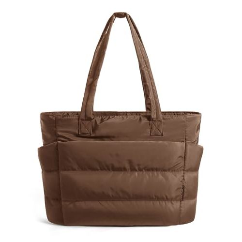 BAGSMART Tote Bag for Women, Lightweight Puffy Tote Bag with Compartments Shoulder Bag Handbag for Travel, Work, Gym | Lightweight, Puffy, Quilted, for Travel, Work