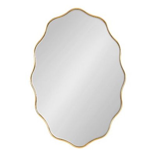 Kate & Laurel All Things Decor 24"x34" Viona Oval Scalloped Mirror Gold