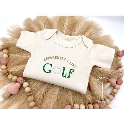 Embroidered Apparently I like Golf Bodysuit, Golf Bodysuit, Newest Golfing Buddy, Golf Baby Shower Gift, Golf Fan Baby Gift, Little Golfer