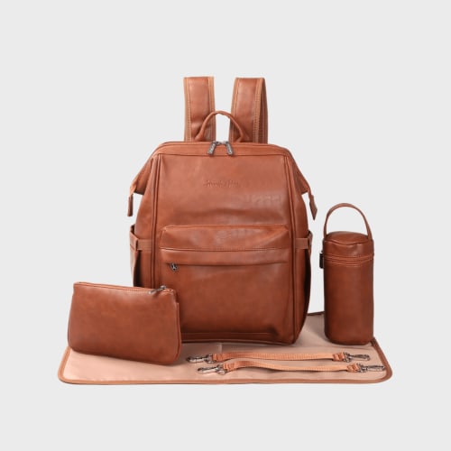 Vintage Diaper Bag Backpack | Best Vegan Leather Baby Bag | Comfortable Padded Straps | Hannah and Henry – Hannah and Henry USA