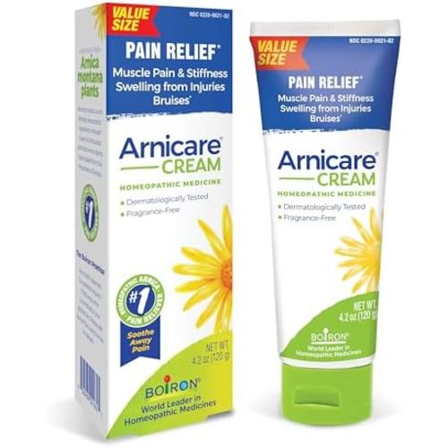 Boiron Arnicare Cream for Joint Pain, Muscle Pain, Swelling, Soreness, Stiffness, and Bruises - Fast Absorbing and Fragrance-Free - 4.2 oz