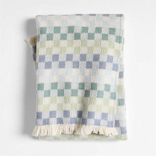 Multi Checker Cool Jacquard Woven Organic Cotton Baby Stroller Blanket