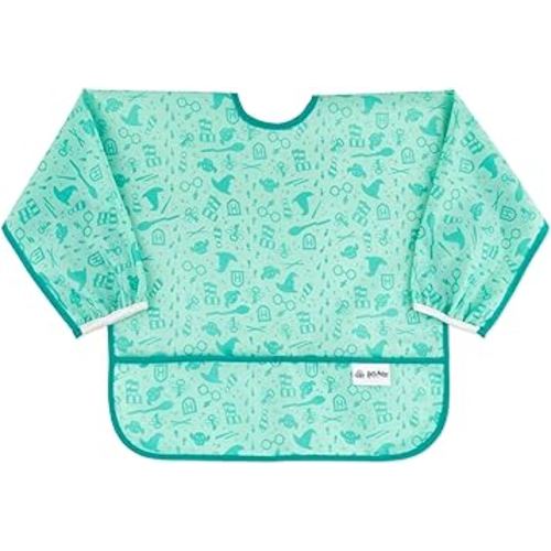 Bumkins Bibs, Baby and Toddler Girls and Boys 6-24 Months, Long Sleeve, Essential Must Have for Eating, Feeding, Mess Saving Lightweight Waterproof Fabric Sleeved Smock, Harry Potter