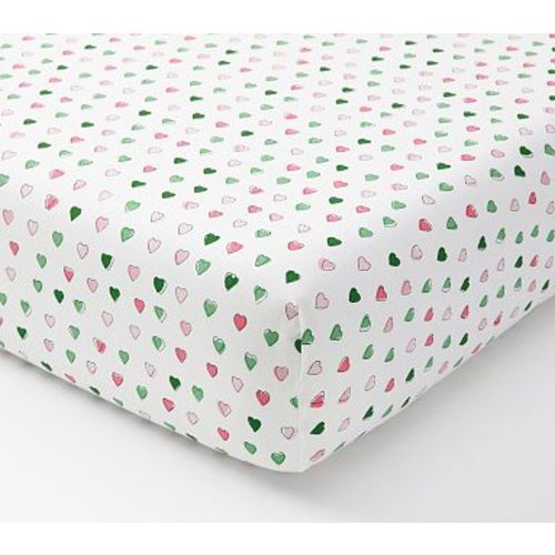 Organic Roller Rabbit Multi Hearts Crib Sheet , Pink