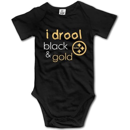 I Drool Black & Gold Baby Boy Girl Clothes Newborn Organic Bodysuit Romper