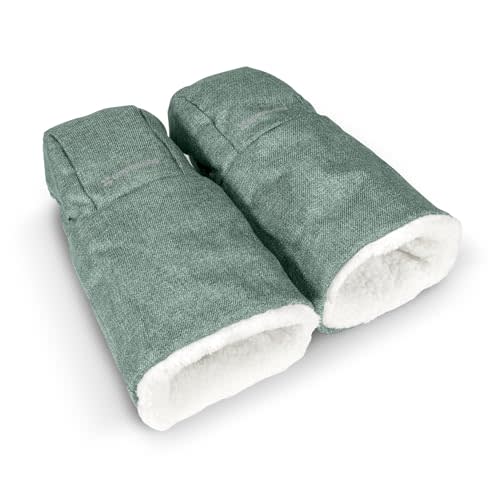 UPPAbaby CozyHandmuff/Easily Attaches to Stroller Handlebars/Ultra-Plush, Weather-Proof Hand Protection/Gwen (Green Mélange)