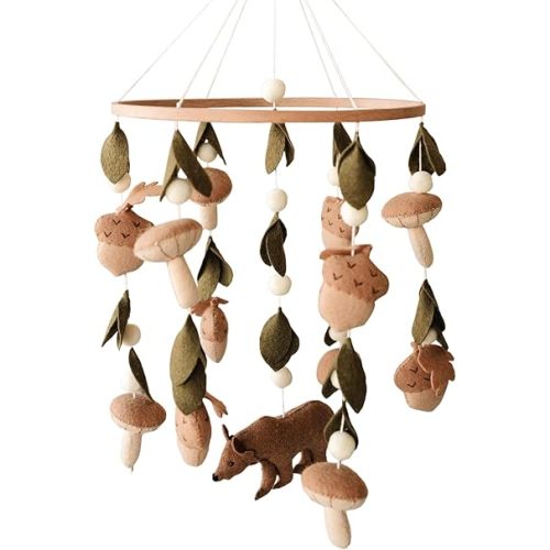 Bear Crib Mobile (Magic Forest) - Nursery Decorations - Handmade Nursery Decor for Boys & Girls