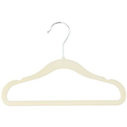 Amazon Basics Kids Velvet, Non-Slip Clothes Hangers, Beige - Pack of 50