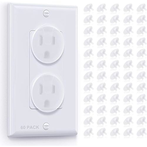 Clear Outlet Covers(60 Pack)-Baby Safety Plug Covers-Outlet Covers Baby Proofing-Electrical Outlet Covers …