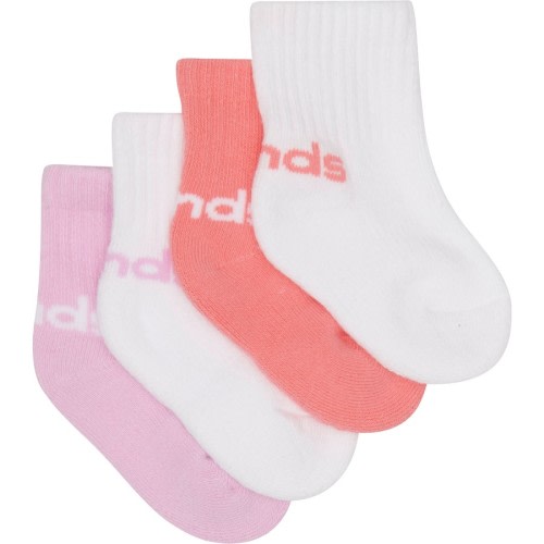 Bonds Baby Everyday Quarter Crew Socks 4 Pack - Pink & White - Size 0-1