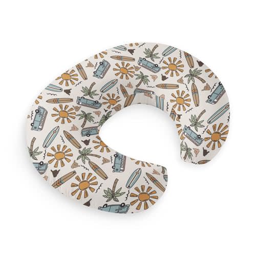 HawSkgFub Hawaii Beach Surf Summer Vibe Nursing Pillow Cover for Baby Boys, Tropical Coconut Tree Sun Breastfeeding Pillow Slipcover, Nursing Pillowcase for Newborn Infant, Cover Only