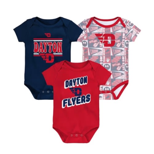 Dayton Flyers Baby RED Sunday Commics 3PK SS Design One Piece Set