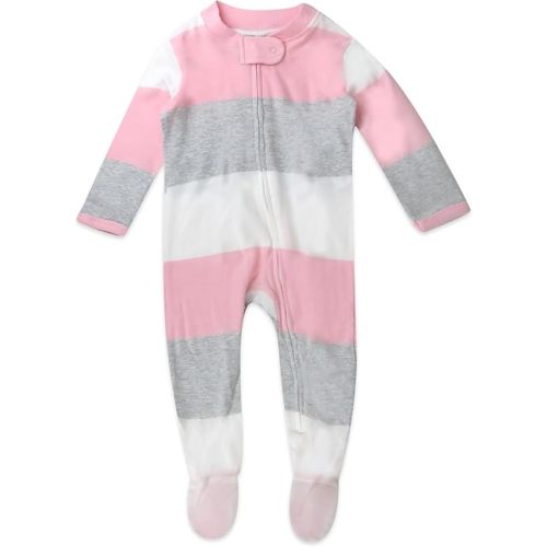 HonestBaby Sleep & Play Footed One-Piece Pajama Sleeper 100% Organic Cotton, Baby Girls