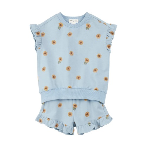 Sunflower Print Sweatshirt & Shorts Set
