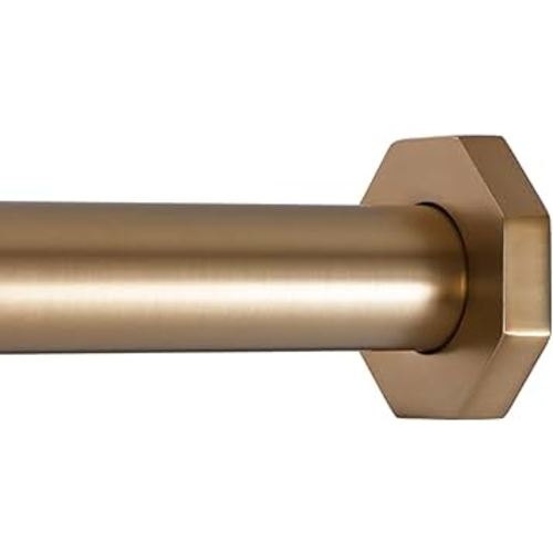 Ivilon Tension Curtain Rod - Hexagonal Spring Tension Rod for Windows or Shower, 16 to 24 Inch, Warm Gold
