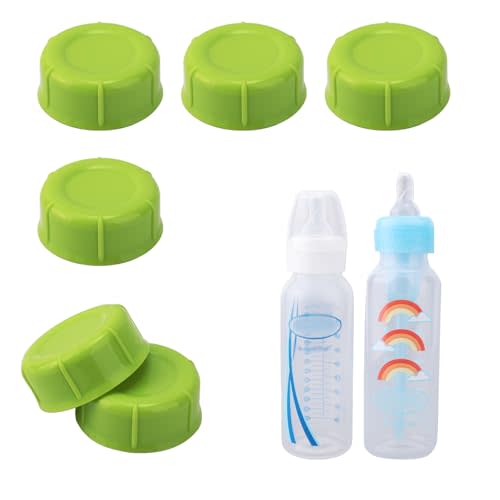 6pcs Narrow Baby Bottle Caps for Dr. Brown's & Medela, Reliable BPA Free Travel Bottle Cap with Sealing, Gasket Storage Lids Replacement Parts Accessories(Green)