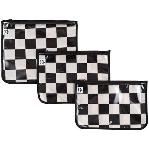 Tiny Twinkle Mess-proof Travel Bags, Airline Compliant, Zipper Closure, Clear Front Pouch, Diaper Bag Packing, Toiletry or Cosmetics Organizer 3 Pack Set