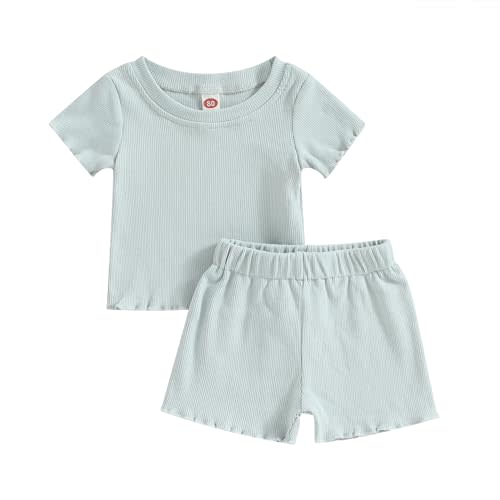 CIYCUIT Toddler Baby Girl Summer Clothes Ruffle Short Sleeve Shirt & Shorts Set