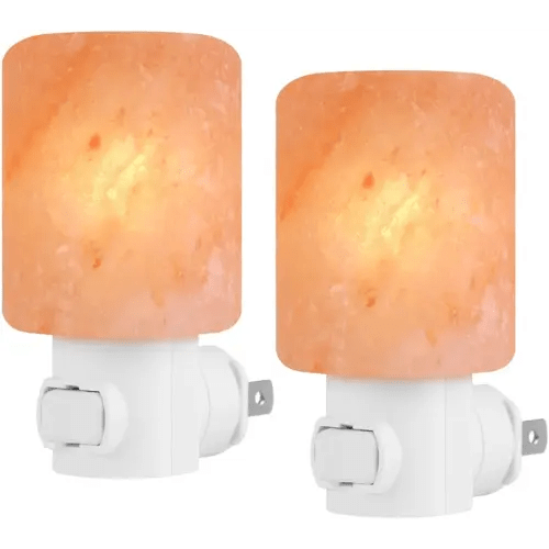 Syntus 2 Pack Himalayan Salt Lamp Natural Crystal Salt Light Glow Hand Carved Night Lights Wall light, UL Listed Plug for Lighting, Decoration and Air Purifying