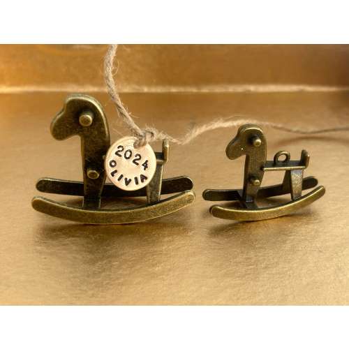 SMALL Baby First Christmas Ornament - Rocking Horse Ornament