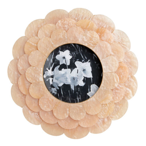 Round Peach Layered Scallop Floral Picture Frame