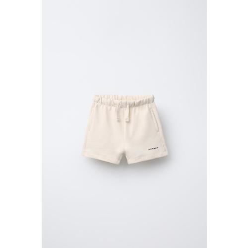 PLUSH SHORTS WITH TEXT - Ecru | ZARA United States
