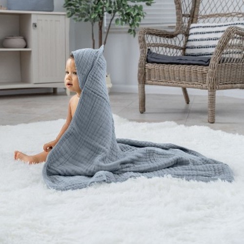 Comfy Cubs Hooded Baby Towels - 6 Layer, 100% Muslin Cotton - Large 32 x 32 Inch - 2-Pack Unisex
