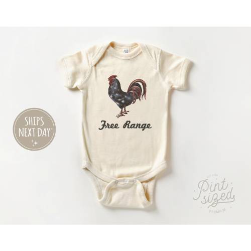 Free Range Chicken Baby Onesie® - American Flag Baby Bodysuit - Fourth Of July Natural Baby Onesie® - Wild And Free Baby Onesie®