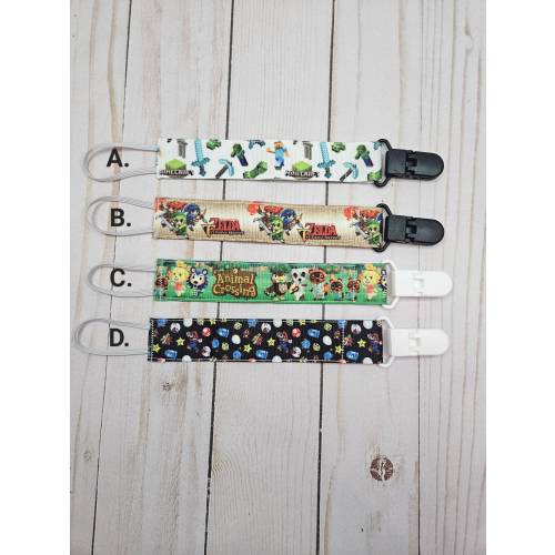 Video Game Pacifier Clip / Baby shower gift / fabric pacifier clip / handmade baby present /