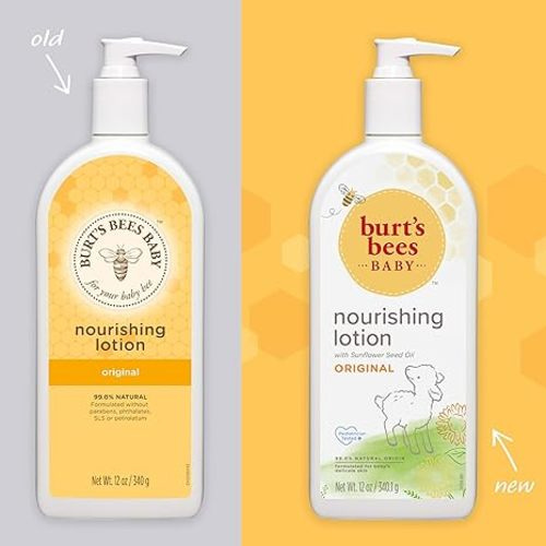 Burt's Bees Baby Nourishing Lotion with Sunflower Seed Oil, Original Scent, Pediatrician Tested, 99.0% Natural Origin, 12 Ounces