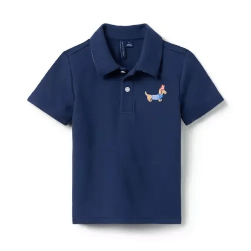Boy Merchant Marine Americana Dog Pique Polo by Janie and Jack