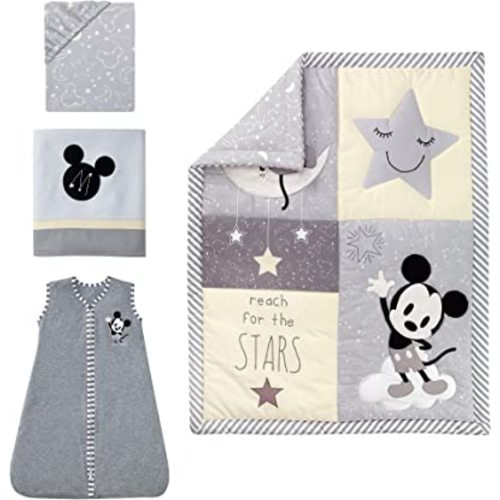 Lambs & Ivy Mickey Mouse 4Piece Crib Bedding Set, Gray