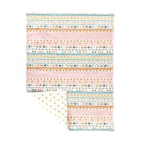 Lush Décor Boho Hearts & Plush Oversized Reversible Baby Blanket - Pink/Orange