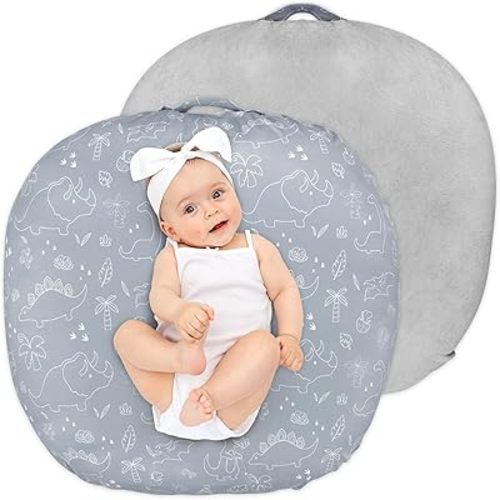 Newborn Lounger Cover, Soft Comfortable Baby Lounger Cover, 1 Pack Reversible Removable Slipover for Infant Lounger Pillow, Dinosaur (Lounger not Included)