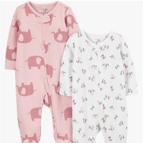Simple Joys by Carter's Baby Girls' 2-Way Zip Thermal Footed Sleep and Play, Pack of 2