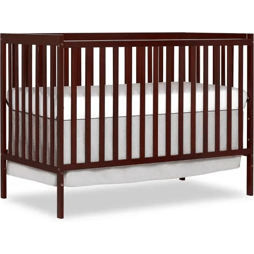 Dream On Me Synergy 5-In-1 Convertible Crib In Espresso, JPMA & Greenguard Gold Certified, Constructed out of solid New Zealand Pine wood, Features 3 mattress height settings