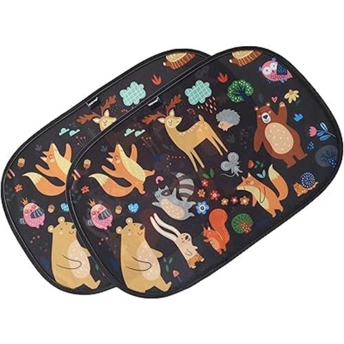 Enovoe 2 Pack Animals Cartoon Car Window Sun Shades for Kids - 21x14 Inches - Baby Sun Shades - Glare and UV Rays Protection Car Window Shades, Suitable for SUVs, Minivans and Full Size Cars