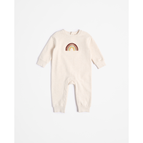 Baby Fleece Coverall - Cream Marle Rainbow