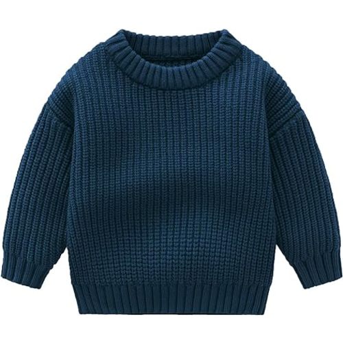 ROMPERINBOX Infant Baby Boy Knit Sweater Solid Long Sleeve Pullover Tops Fall Winter Toddler Crewneck Sweatshirt