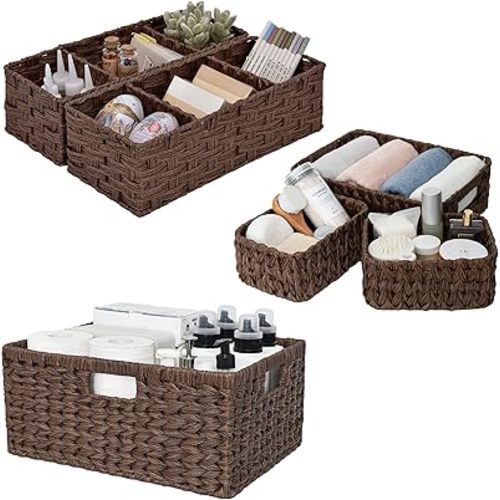 GRANNY SAYS Bundle of 3 Sets Wicker Storage Bins for Organizing